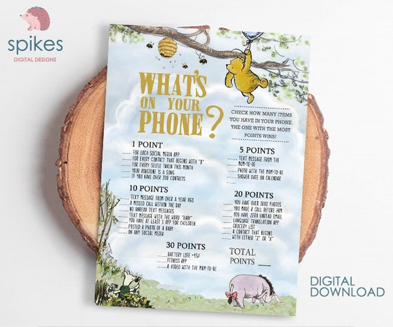 Winnie the Pooh Baby Animal Shower Game , Classic Winnie the Pooh Baby  Shower Games, Editable Winnie the Pooh Baby Shower Game CWG 