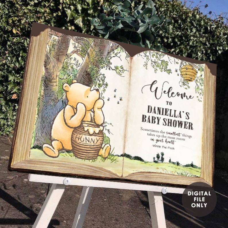 DIGITAL Classic Winnie the Pooh Sign Baby Shower Etsy