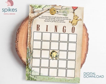 Classic Winnie The Pooh Baby Shower Games/ BINGO Card / Instant Download / 5x7 inches