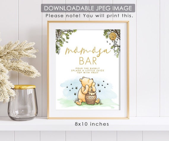 8"x10" Classic Winnie The Pooh Party Poster Decoration / Mom-Osa Bar / Momosa Baby Shower Table Sign/ Instant Download Il_570xn