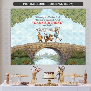 Classic Winnie The Pooh Baby Birthday Poster Backdrop Sign / Personalized Digital File / You Will Print
