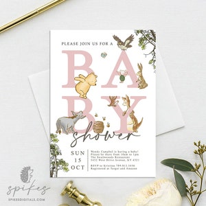 Winnie Puuh Babyparty Einladungskarte / personalisiert / nur digital