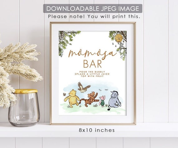 8"x10" Classic Winnie The Pooh Party Poster Decoration / Mom-Osa Bar / Momosa Baby Shower Table Sign/ Instant Download Il_570xn