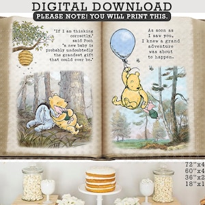 72&quot;x48&quot; Classic Winnie The Pooh Backdrop Background in DIGITAL FILE / Instant Download/ I Soon As I Saw You/If I am thinking correctly