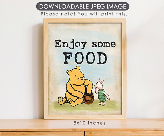 8"x10" Classic Winnie The Pooh Party Poster Decoration / for Birthday Baby Shower Table Sign / Instant Download / Enjoy Food Sign Il_570xn