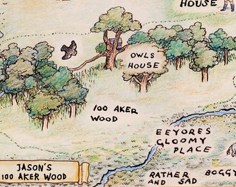 100 Hundred Aker Wood Map Poster Backdrop Banner 20