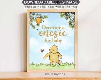 DOWNLOADABLE 8"x10" Baby Shower Sign / Classic Winnie The Pooh Party Table Decorate / Instant Download