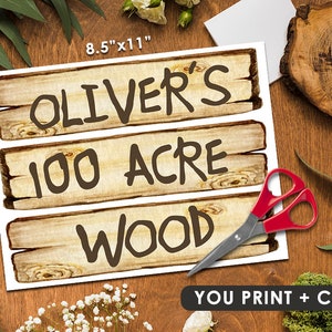 PERSONALIZED Digital Sign/ Wood Signage Hundred Acre/ Digital Printable File Only/ 100 Hundred Aker Wood Sign/ Classic Winnie The Pooh Wood