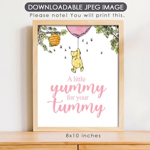 8&quot;x10&quot; Classic Winnie The Pooh Party Poster Decoration / A Little Yummy for Your Tummy / Sweet Dessert Bar Table Sign/ Instant Download