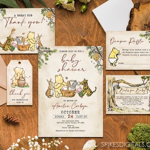 Personalized for you! / Emailed to you in 24hrs / Classic Winnie The Pooh Invitation Card / Bundle Set Pack