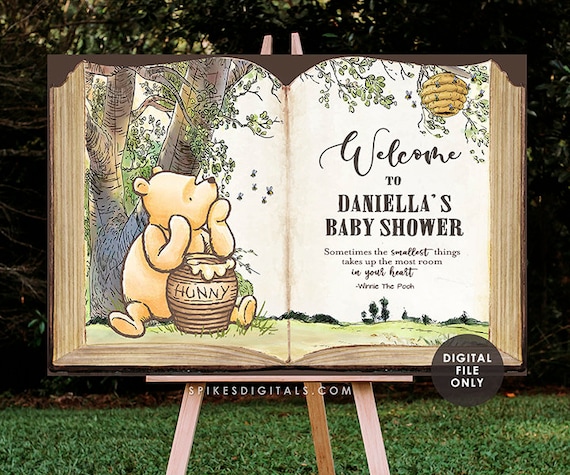 DIGITAL Classic Winnie the Pooh Welcome Sign - Baby Shower