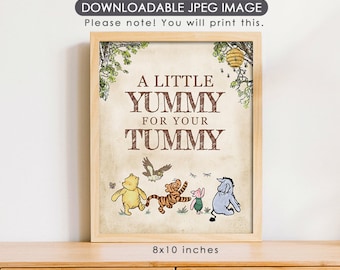 8"x10" Classic Winnie The Pooh Party Poster Decoration / A Little Yummy for Your Tummy / Sweet Dessert Bar Table Sign/ Instant Download