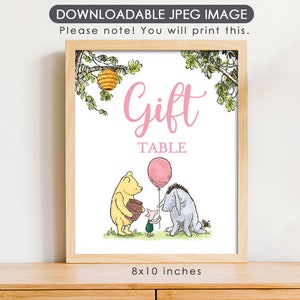 8&quot;x10&quot; Classic Winnie The Pooh Party Poster Decoration /  for Birthday Baby Shower Table Sign / Instant Download / Gift Table Sign