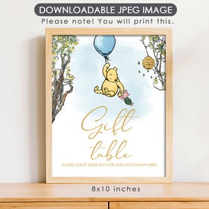 8&quot;x10&quot; Classic Winnie The Pooh Party Poster Decoration /  for Birthday Baby Shower Table Sign / Instant Download / Gift Table Sign