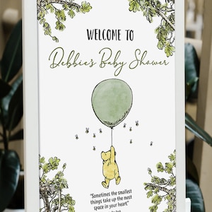 Classic Winnie The Pooh Baby Shower Birthday Poster / Welcome Sign / Personalized Digital File/ Blue Yellow Pink Green Gender Neutral