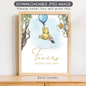 8&quot;x10&quot; Classic Winnie The Pooh Party Poster Decoration / for Birthday Baby Shower Table Sign / Instant Download / Favors Sign