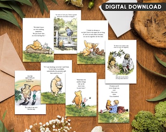 Eight (8) Quotes Digital Bundle, 5"x7" and 4"x6" Classic Winnie The Pooh Quote/Baby Shower Birthday/ Banner Centerpiece Sign Poster