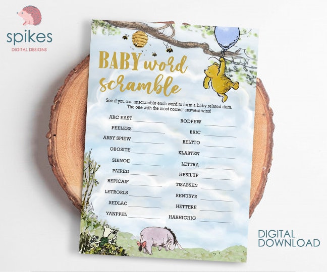 Classic Winnie The Pooh Baby Shower Games/ Baby Word Scramble | Etsy