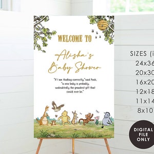 Classic Winnie The Pooh Baby Shower Poster / Digital Welcome Sign / Personalized for you / NOT Instant / Non-Editable File