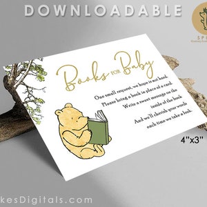 Downloadbare boekaanvraag / Boeken voor baby / Insert Card / Classic Winnie The Pooh Baby Shower / Instant Digitale Download