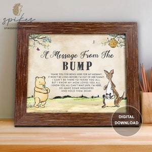 DIGITAL Download 10x8 Baby Shower Sign / Message from the Bump / Classic Winnie The Pooh