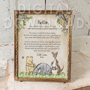 8"x10" Classic Winnie The Pooh Baby ShowerDecoration / Not Editable