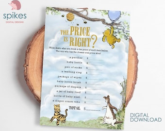 Classic Winnie The Pooh Baby Shower Games/ The Price Is Right / Instant Download / 5x7 inches