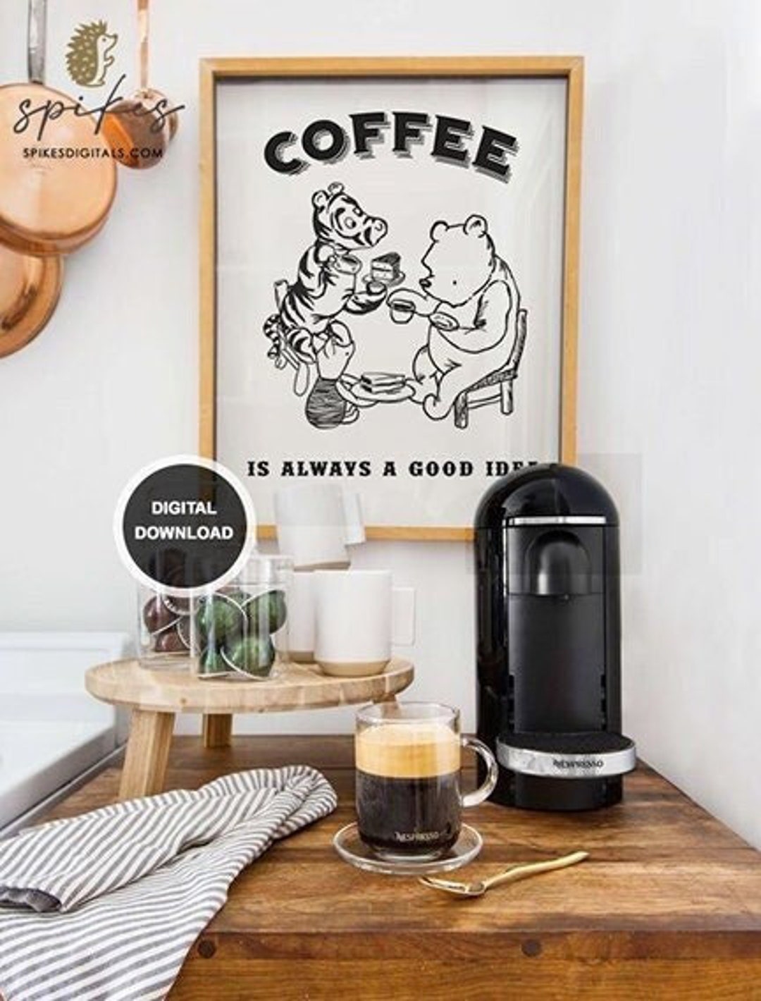DOWNLOADABLE Classic Winnie the Pooh Coffee Bar Sign Wall Art - Etsy