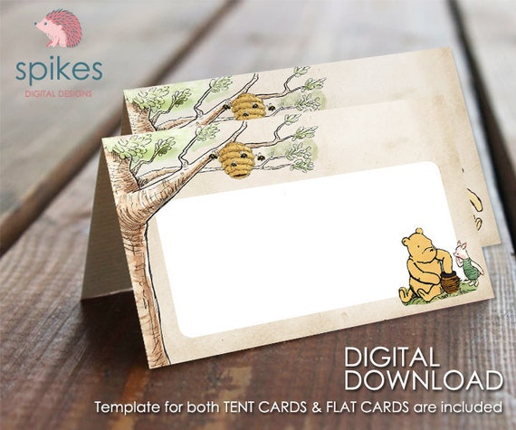 DOWNLOADABLE Blank Food Labels / Non-Editable PDF / Food Tent and Flat Card Template/ Classic Winnie The Pooh Il_570xn