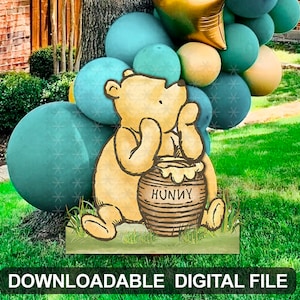 ON SALE! DOWNLOADABLE in seconds! Classic Winnie The Pooh and Hunny Jar Cutout Prop / Yard Sign Stand Up Standee Decoration / Die Cut