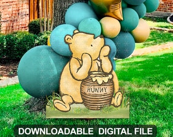 ON SALE! DOWNLOADABLE in seconds! Classic Winnie The Pooh and Hunny Jar Cutout Prop / Yard Sign Stand Up Standee Decoration / Die Cut