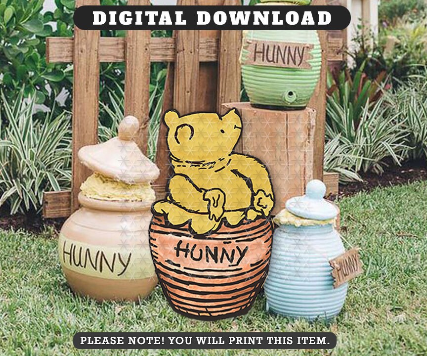 Classic Winnie The Pooh comiendo miel dentro del tarro de miel | Etsy