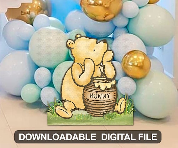 DOWNLOADABLE in seconds! Classic Winnie The Pooh and Hunny Jar Cutout Prop / Yard Sign Stand Up Standee Decoration / Die Cut Il_570xn