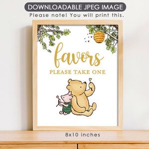 8&quot;x10&quot; Classic Winnie The Pooh Party Poster Decoration / for Birthday Baby Shower Table Sign / Instant Download / Favors Sign