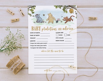Classic Winnie The Pooh Baby Shower Games/ Baby Predictions and Advice to Mom To Be / Instant Download