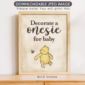 DOWNLOADABLE 8&quot;x10&quot; Baby Shower Sign / Classic Winnie The Pooh Party Table Decorate Station / Instant Download