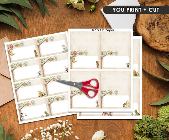 DOWNLOADABLE Blank Food Labels / Non-Editable PDF / Food Tent and Flat Card Template/ Classic Winnie The Pooh Il_570xn