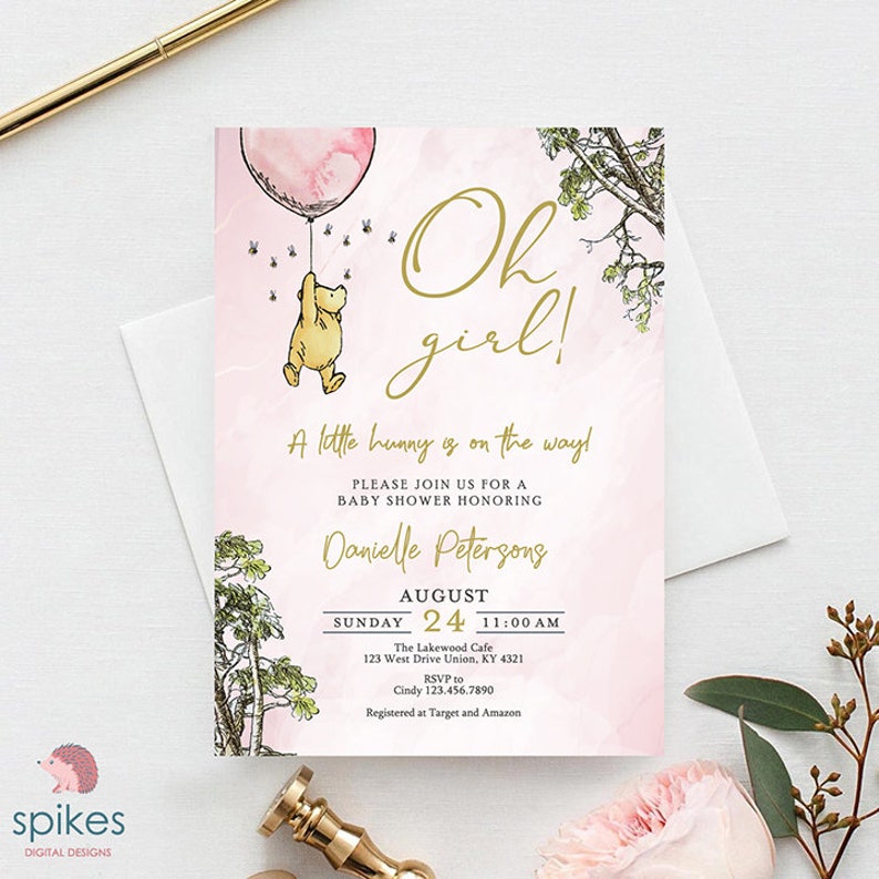 Classic Winnie the Pooh Baby Shower Invitation Card / Pooh and Etsy