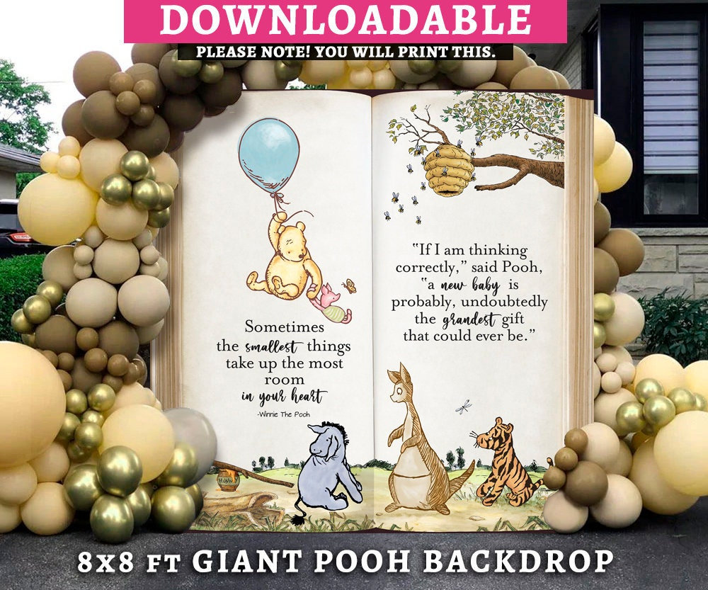 8x8 Feet Giant Pooh Book Backdrop/ Classic Winnie the Pooh