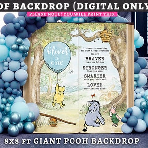 8x8 Feet Digital Backdrop / Classic Winnie The Pooh Baby Shower Birthday / Personalized for you/ Digital File Only / You Will Print