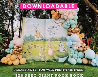 8x8 Feet Giant Book Backdrop/ Classic Winnie The Pooh Backdrop in DIGITAL FILE / Instant Download