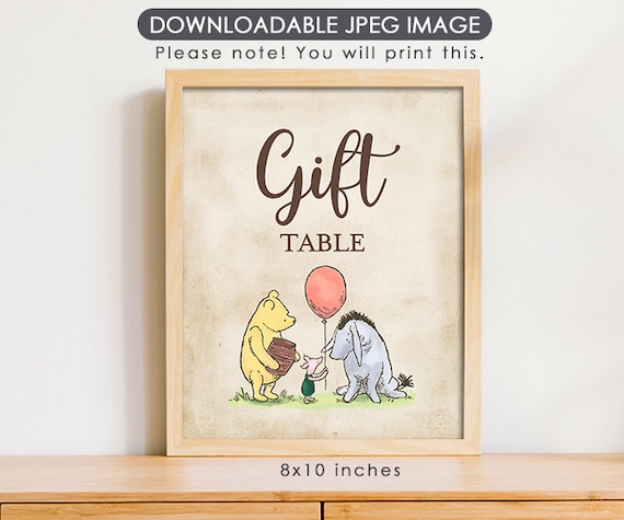 8"x10" Classic Winnie The Pooh Party Poster Decoration / for Birthday Baby Shower Table Sign / Instant Download / Gift Table Sign Il_570xn