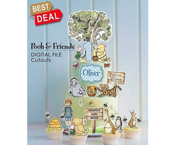 BEST DEAL! Pooh Characters Cutout! Cake Topper, Cake Decoration, Centerpiece/ Baby Shower or Birthday / Vintage Winnie The Pooh Il_570xn