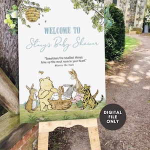 Classic Winnie The Pooh Baby Shower Birthday Poster / Welcome Sign / Personalized Digital File