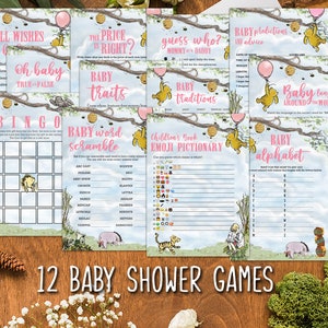 12 POPULAR Baby Shower Games Bundle / NOT Editable /Classic Winnie The Pooh / Instant Download / 5x7 inches