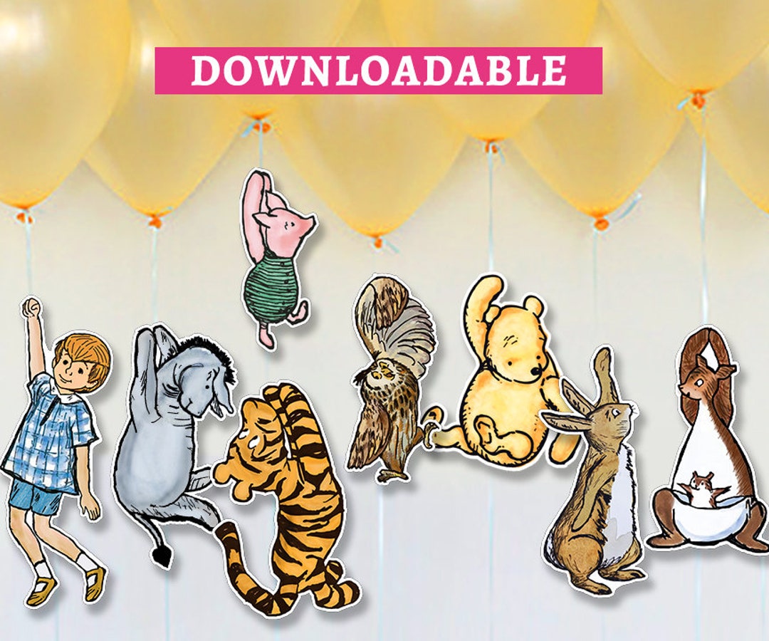 Table Display Stands 8-Piece Winnie The Pooh Cutout Set With Stands - Double -Sided Baby Shower & Birthday Party Decorations Winnie The Pooh Decorations