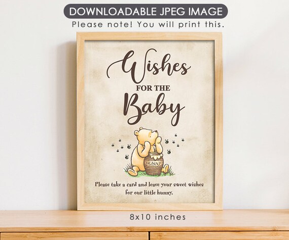 8"x10" Classic Winnie The Pooh Party Poster Decoration / Wishes for the Baby /Birthday Baby Shower / Instant Download Il_570xn