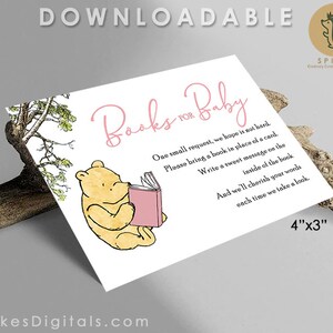 Downloadbare boekaanvraag / Boeken voor baby / Insert Card / Classic Winnie The Pooh Baby Shower / Instant Digitale Download