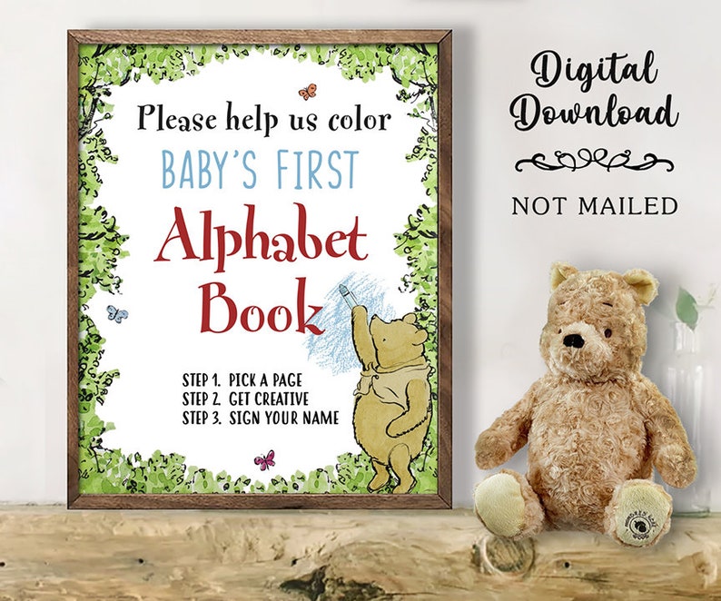 Download in seconds Keepsake for Baby Classic Winnie the Pooh themed ABC Book / Baby Shower, Birthday Gift image 5