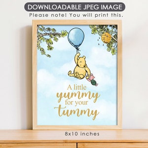 8&quot;x10&quot; Classic Winnie The Pooh Party Poster Decoration / A Little Yummy for Your Tummy / Sweet Dessert Bar Table Sign/ Instant Download